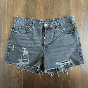 Topshop Moto‎ Faded Black 3” High Rise Denim Jean Shorts | 8 (30)